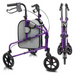 Vive Health 3 Wheel Walker Rollator with Storage Bag Purple