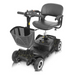 The Vive Health 4 Wheel Electric Portable Mobility Scooter boasts a black finish with swivel seating, armrests, and a front storage basket. It features four wheels and a camo-patterned base, offering both style and practicality.