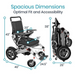 Dimensions of the Vive Health Portable Power Wheelchair - Foldable & Long-Range Mobility MOB1029L 