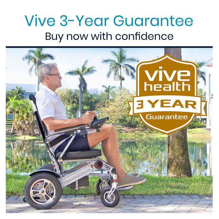 3 year warranty on the Vive Health Portable Power Wheelchair - Foldable & Long-Range Mobility MOB1029L