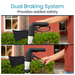 The image displays two close-up views of a hand on the Vive Health Foldable Lightweight Tall Rollator handle, showcasing its dual braking system for enhanced safety. The top view highlights the grip with brakes, and the bottom shows the brake lever pulled, all in its sleek foldable design.