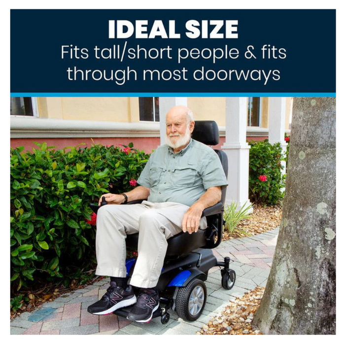 Ideal size for short and tall people, the Vive Health Electric Wheelchair Model V can also fit through most doorways