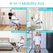 A collage features the Vive Health Reclining Shower Commode Transport Chair with its versatile 3-in-1 design as a transport, shampoo, and shower chair. A woman demonstrates each use in different home settings with caregiver assistance.