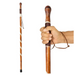 The Vive Health Carved Wooden Walking Stick features a willow bark motif with a spiral white stripe, rounded knob, wrist strap, and non-slip rubber tip. A hand grips it tightly in the image on the right.