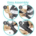 Four-step guide for assembling the Vive Health Smart Magnetic Pedal Exerciser, featuring close-up images of hands connecting parts and tightening bolts labeled 1 to 4. The text Easy Assembly highlights its compact design, making it perfect for any space and routine.