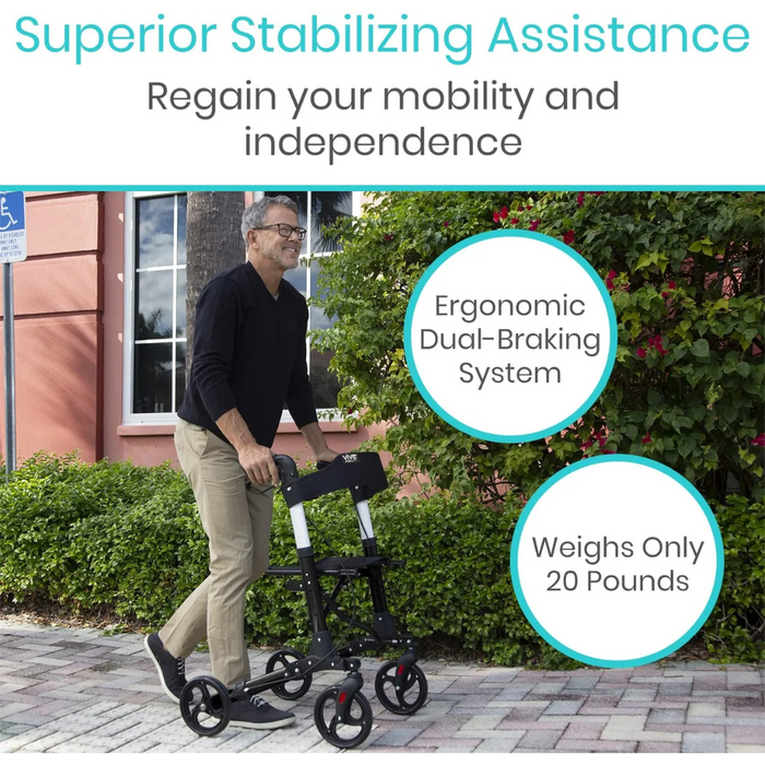 The Vive Health Sunstride Rollator - Folding & Ultra Compact provide superior stabilizing assistance