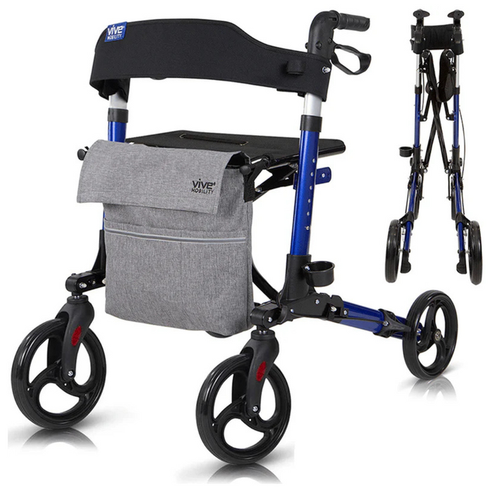 Vive Health Sunstride Rollator - Folding & Ultra Compact Blue