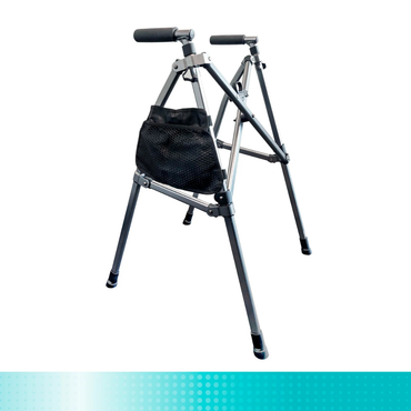 A set of two Side Pouches for Stander walkers and rollators is shown against a white background with a blue dotted gradient at the bottom—ideal for adding handy storage to your mobility device.