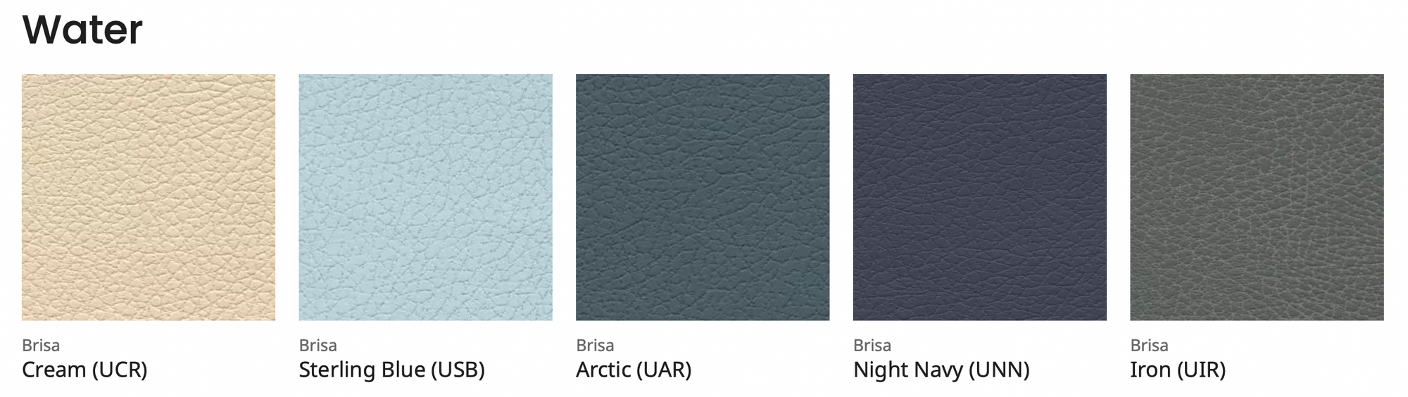 Brisa water fabric swatches