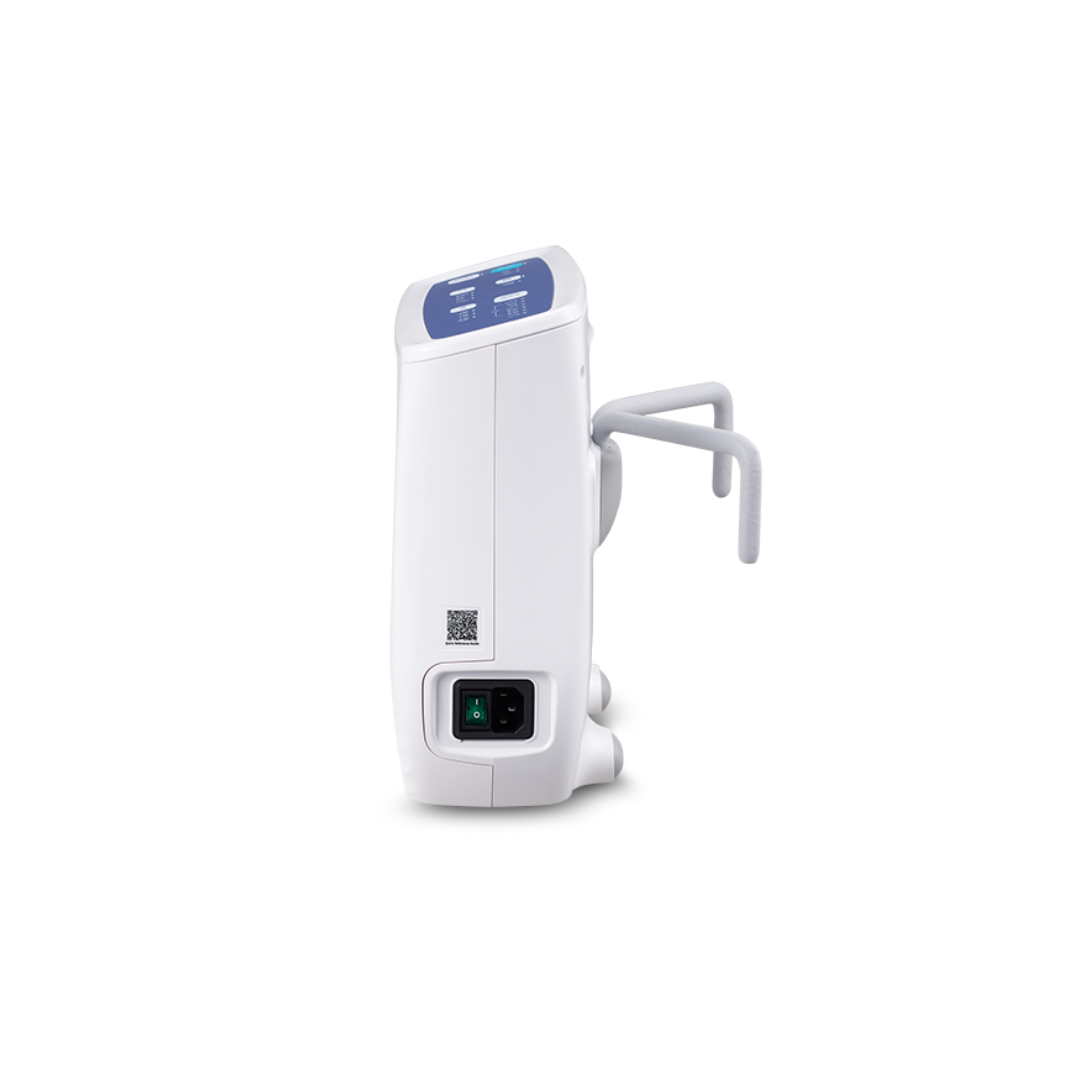 The Wellell Procare Auto G3 Hospital Air Mattress System is a sleek, white medical device designed for hospital use, featuring a digital display on top and two gray side handles, shown against a plain white background.