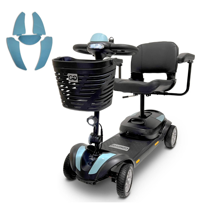 ComfyGo Z-4 Ultra-Light Electric Mobility Scooter, compact and portable design for easy travel and storage Baby Blue