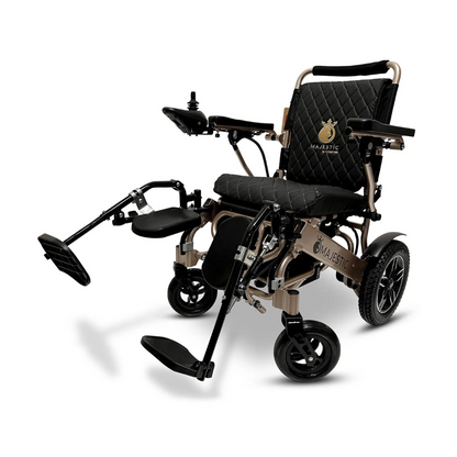 The ComfyGo Elevating Legrest Set is compatible with the IQ-8000 and IQ-9000 electric wheelchairs, offering adjustable support for comfort and convenience.