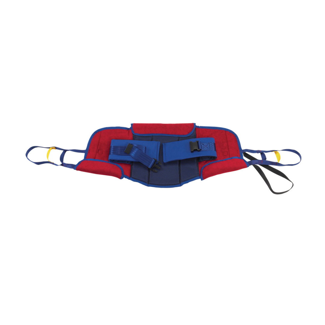 The Drive Sit to Stand Slings feature padded support, adjustable straps, handles, and a secure buckle for safe patient transfer or assisting individuals with limited mobility in homecare settings.