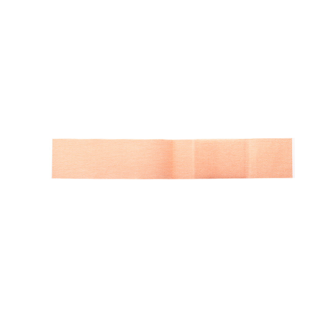 A single, unused Dynarex DynaSafety Adhesive Fabric Bandage strip in beige is shown on a white background.