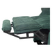 Close-up of a Golden Technologies Lift Chair Upgrades leg rest in green woven fabric, extended to reveal its metal support and HeatWave Technology cushioning for superior comfort and relaxation.