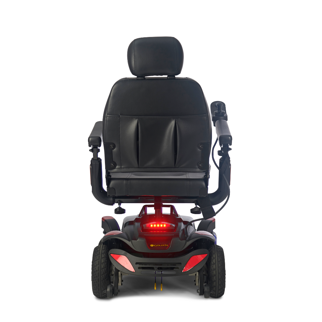 backside of the GP164 Golden Tech BuzzAbout Power Wheelchair with Highback Captains Seat