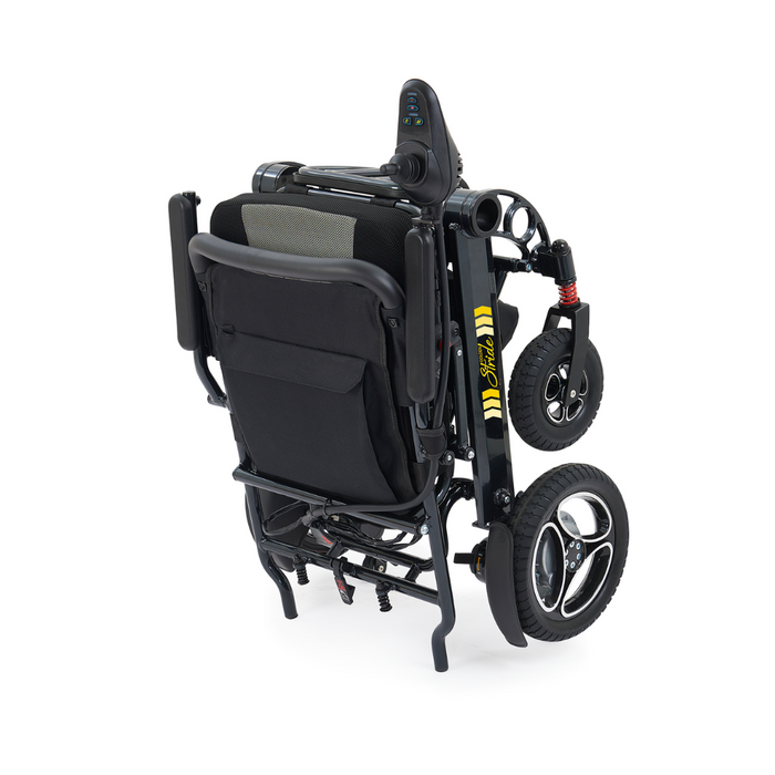 Folded and compact Golden Tech Stride Folding Lightweight Powerchair
