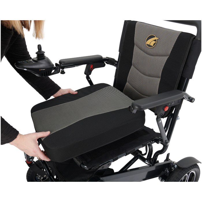 Removable seat cushion for the Golden Tech Stride Folding Lightweight Powerchair