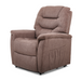 The Golden Tech PR446 DeLuna™ Dione recliner in brown, medium size, offers MaxiComfort Positioning, padded arms, a cushioned backrest, and a side pocket for convenience. It is displayed against a plain white background.