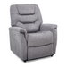 The Golden Tech PR446 DeLuna™ Dione Recliner with Lift Assist - Medium is a plush, gray chair featuring cushioned armrests and backrest in a slightly angled view. Its soft, textured fabric enhances its design, while the AutoDrive Hand Control offers personalized comfort and relaxation.