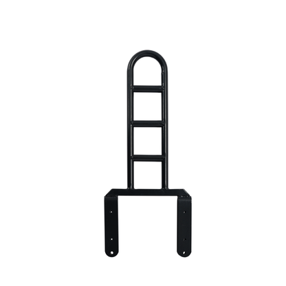 The iCare Medical Bed Safety Rails feature a black metal vertical handle with four rungs and two bottom mounting brackets, providing sturdy bedside support and helping prevent falls when installed on a surface.