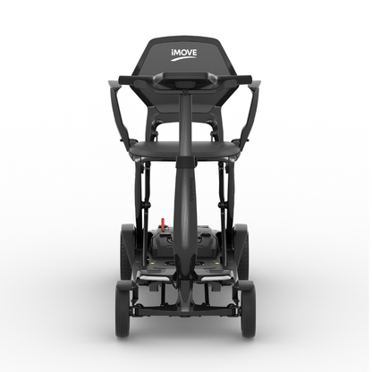 Black iMOVE AirCarbon Folding Carbon Fiber Scooter shown from a rear-facing perspective.