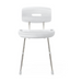 The Medline Modern Shower Chair with Backrest features a white plastic design, a backrest with a cut-out handle for easy carrying and adjusting, four metal legs for stability, adjustable seat height for comfort, and Microban antimicrobial protection to maintain cleanliness.