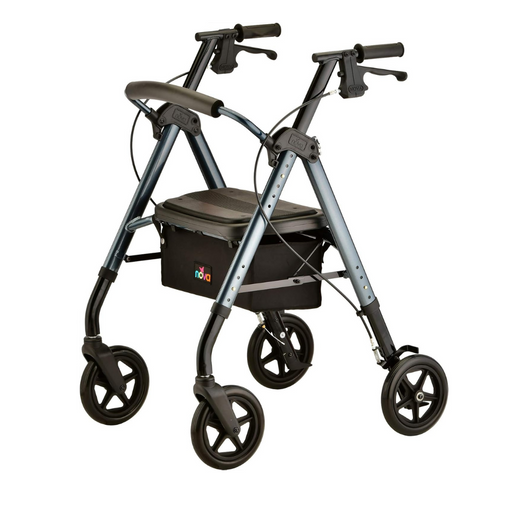 The Nova Medical Star DX Rollator Walker with Wide Padded Seat & 8” Wheels in blue