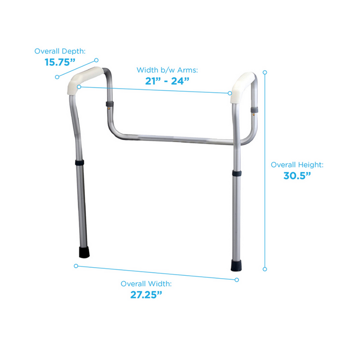 domensions of the 8200 Nova Medical Toilet Safety Rails