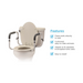 Features of the Nova Medical Toilet Support Rails include easy to clean, easy to attach, height adjustable and easy installation