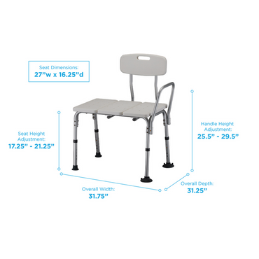 dimensions of the Nova Medical Bathtub Transfer Bench With Detachable Back 9071