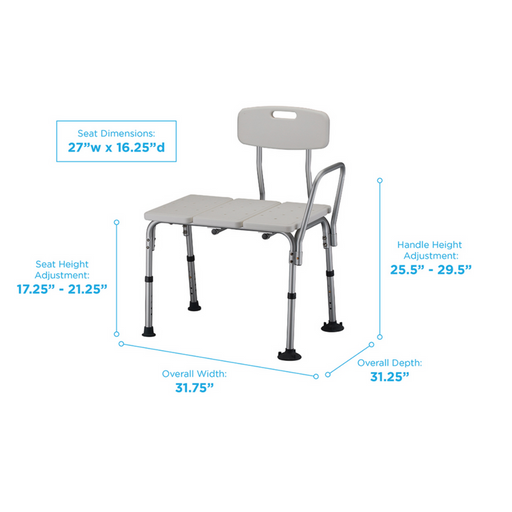 dimensions of the Nova Medical Bathtub Transfer Bench With Detachable Back 9071