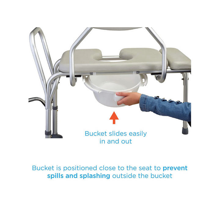 commode bucket for the Nova Medical Padded Transfer Bench With Commode With Detachable Back