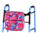 The English Garden design for the Nova Medical Mobility Storage Bag hangs easily with adjustable straps on a walker