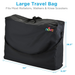 The Nova Extra-Large Carry & Travel Bag for Rollator Walkers & Transport Chairs measures 34 x 26.5 x 9.25 in, fits most rollators, walkers, and knee scooters, and features the nova logo with Large Travel Bag on the front.