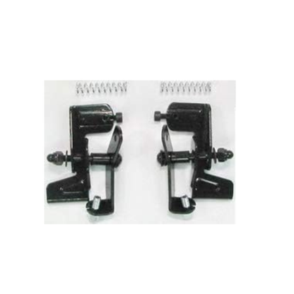 Two black metal clips, replacement parts for the Nova 4900 Traveller Rollator, are shown side by side with a spring above each clip on a white background.