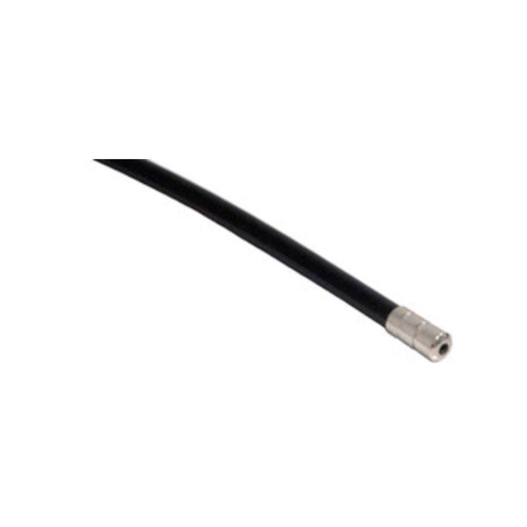 A black coaxial cable with a metal connector tip, set against a white background—perfect as a Nova Parts for 4900 Traveller Rollator or for those needing dependable rollator replacement parts.