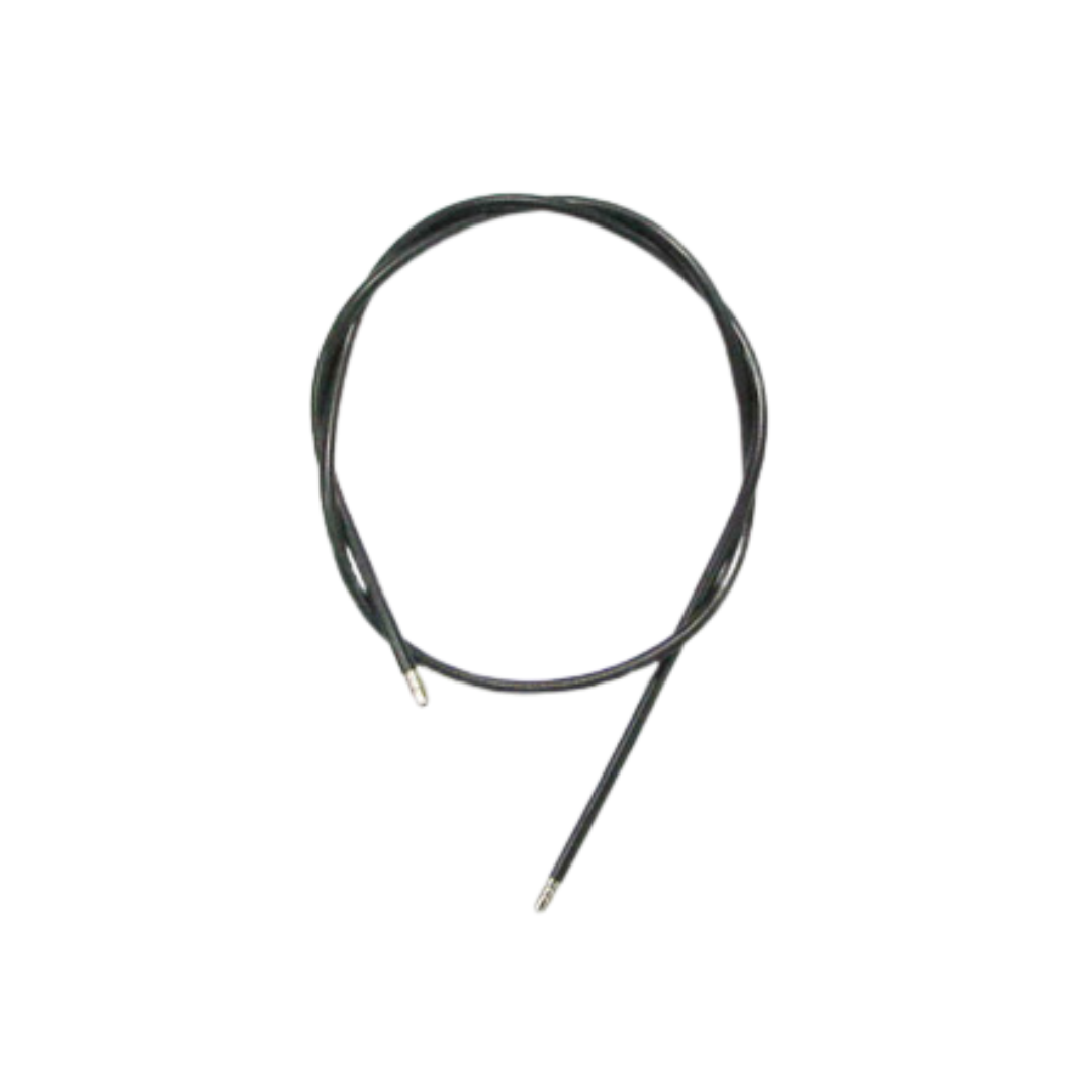 A single black cable with exposed metal ends, coiled on a white background—perfect as a replacement accessory from Nova Parts for 4900 Traveller Rollator.