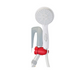 The Nova Medical Holder for Handheld Shower Heads, featuring a red and gray adjustable bracket, attaches to a flexible hose. With multiple spray options from various nozzles, this white showerhead is universally compatible and versatile against any white bathroom background.