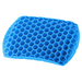 The Nova Medical Happy Collection Back and Lumbar Support Gel Cushion is blue, hexagonal with a honeycomb pattern, ergonomically designed for support. It features small, breathable hexagonal cells to provide flexible structure and optimal pressure relief.