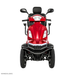 Front view of a red Pride Baja® Raptor® 2 Bariatric 4-Wheel Scooter with headrest, mirrors, and handlebars for outdoor mobility, shown on a white background. NON-MEDICAL DEVICE appears in small text at the bottom left.