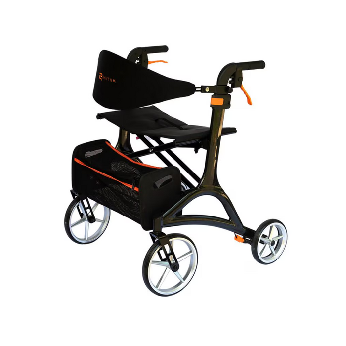 Rhythm Bariatric Crescendo Rollator - Portable Rolling Walker w/ Seat