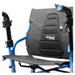 A close-up of the Strongback Mobility SEATA Ergonomic Rollator showcases its blue frame, black padded backrest with the Strongback Mobility logo, ergonomic support, adjustable handles, and sleek design—a testament to innovation in premium lightweight rollators.