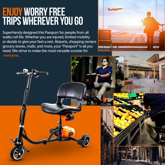 Enjoy the worry free trips wherever you go with the SuperHandy Passport Power Mobility 3-Wheel Scooter