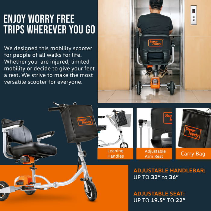 Enjoy a worry free trip with the SuperHandy Passport Plus Portable Power Mobility Scooter GUT140