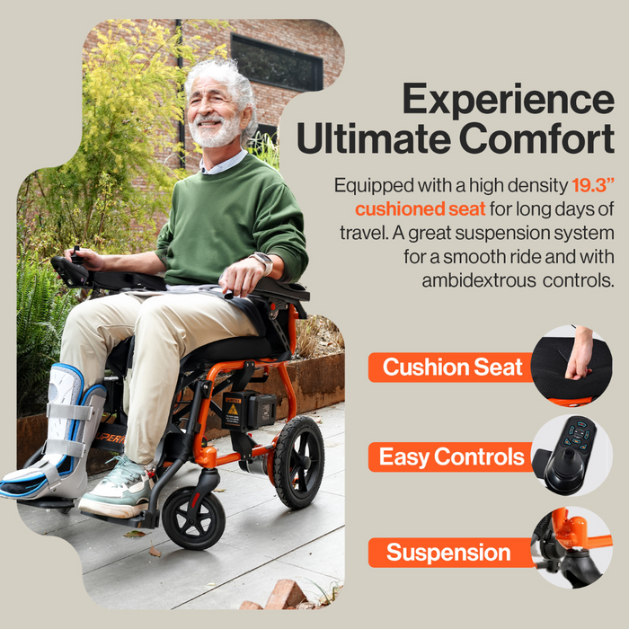 Experience Ultimate comfort with the SuperHandy GoRide 2 Portable Electric Wheelchair GUT166