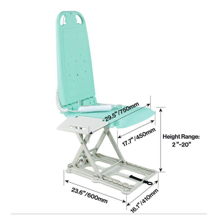 Dimensions of the SuperHandy GoRise LT Portable Waterproof Floor Lift