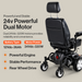 The SuperHandy GoRide CRX Powerchair  has a 24v powerful dual motor system and a mid wheel drive