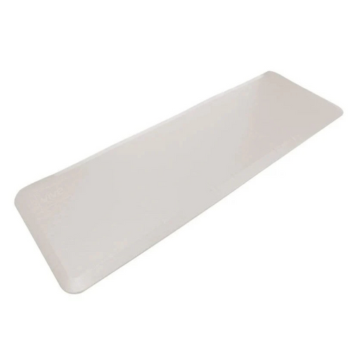 The Vive Health XL Bedside Padded Fall Mat, designed for reducing injury risk, is shown from an angle. Its a rectangular off-white tray with slightly raised edges, a non-slip surface with rounded corners, and is empty against a plain white background—ideal for individuals with mobility challenges.