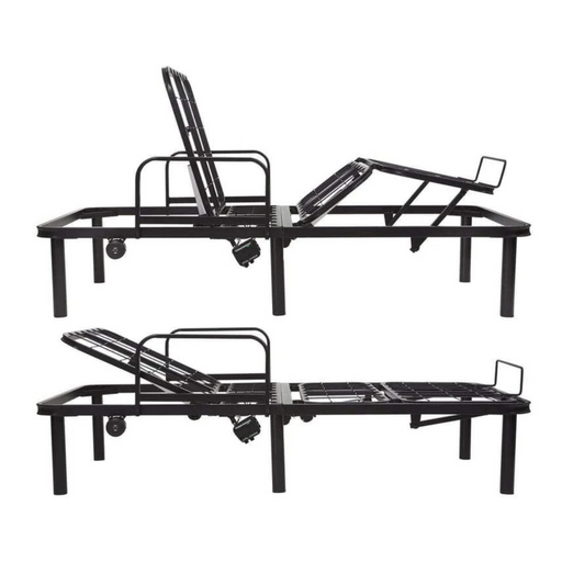 The Vive Health Full Electric Bed Frame offers a sleek black twin and twin XL design with wheels for easy mobility. Enjoy motorized head and foot adjustments using a wireless remote, providing convenient access to multiple reclining positions, including the luxurious zero-gravity setting.